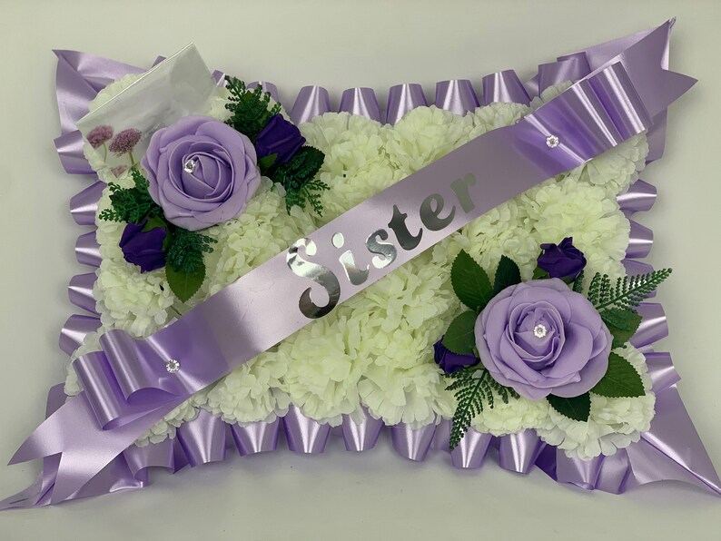 Pillow Shaped Silk Artificial Funeral Flowers Wreath Memorial Etsy