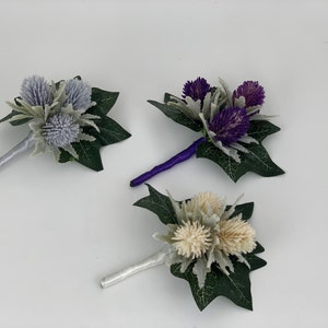 Scottish thistle buttonhole corsage artificial