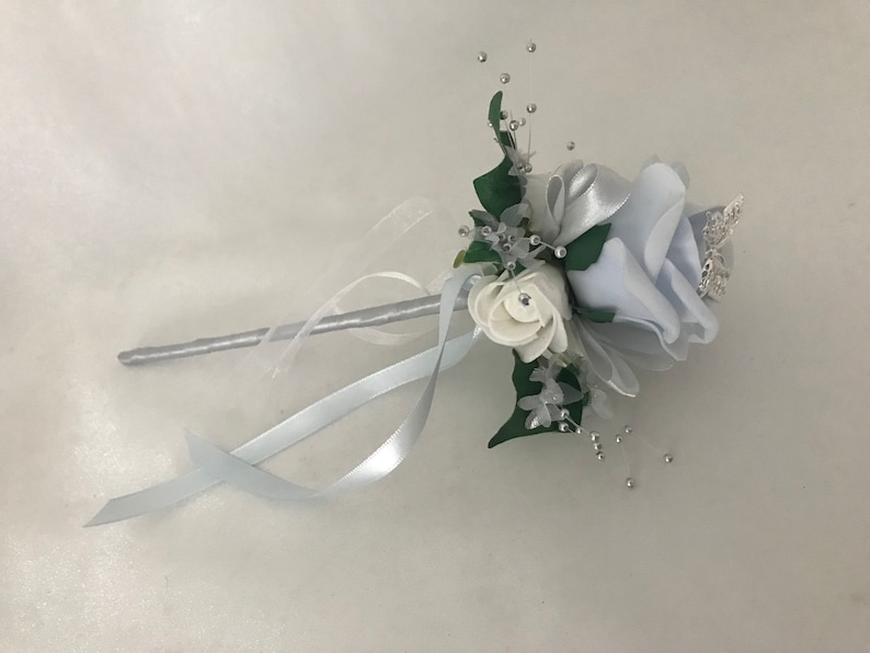 Artificial wedding bouquets flowers sets ivory baby blue