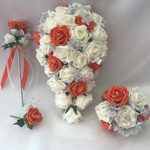 Setzt künstliche Brautsträuße Blumen-Sets ivory orange