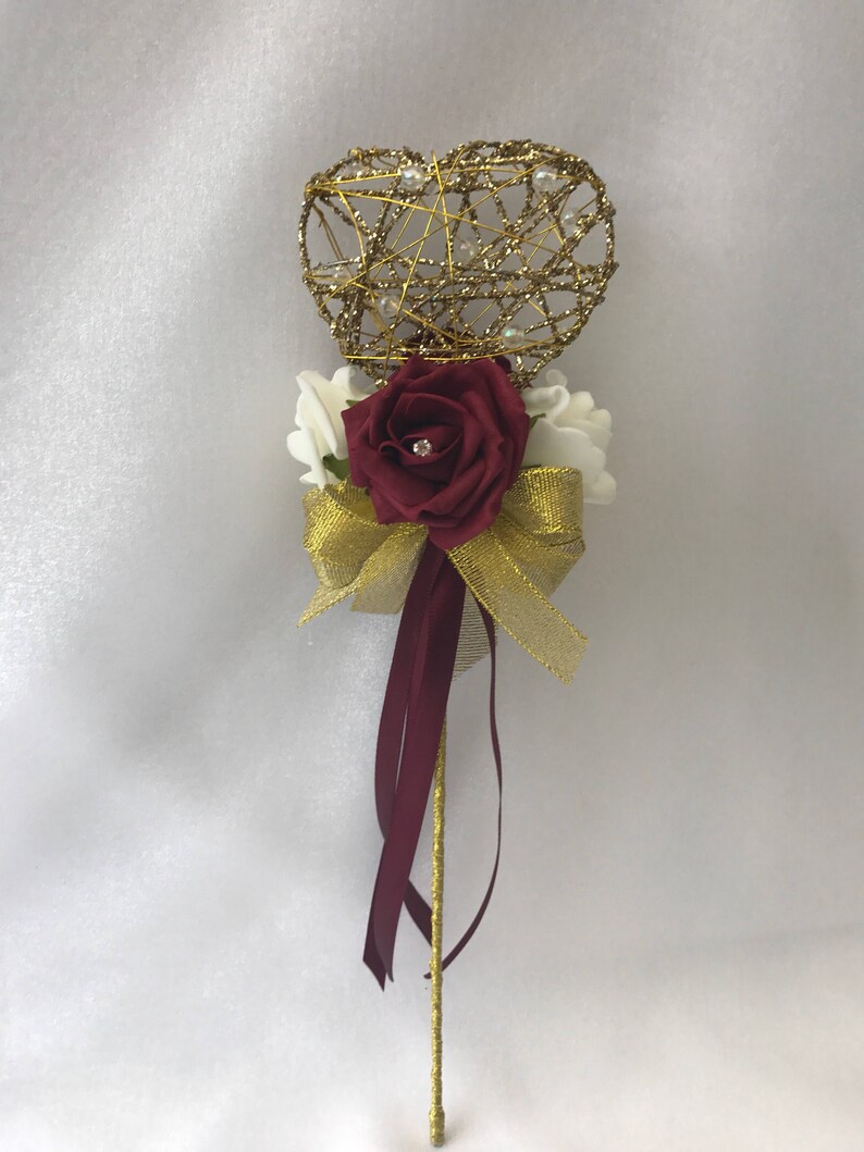 Heart Wedding Flower Girl Wand With Flowers Etsy UK