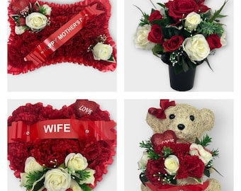 Grave Flowers Heart Wreath Funeral Tribute Memorial Mum, Gran , Mummy