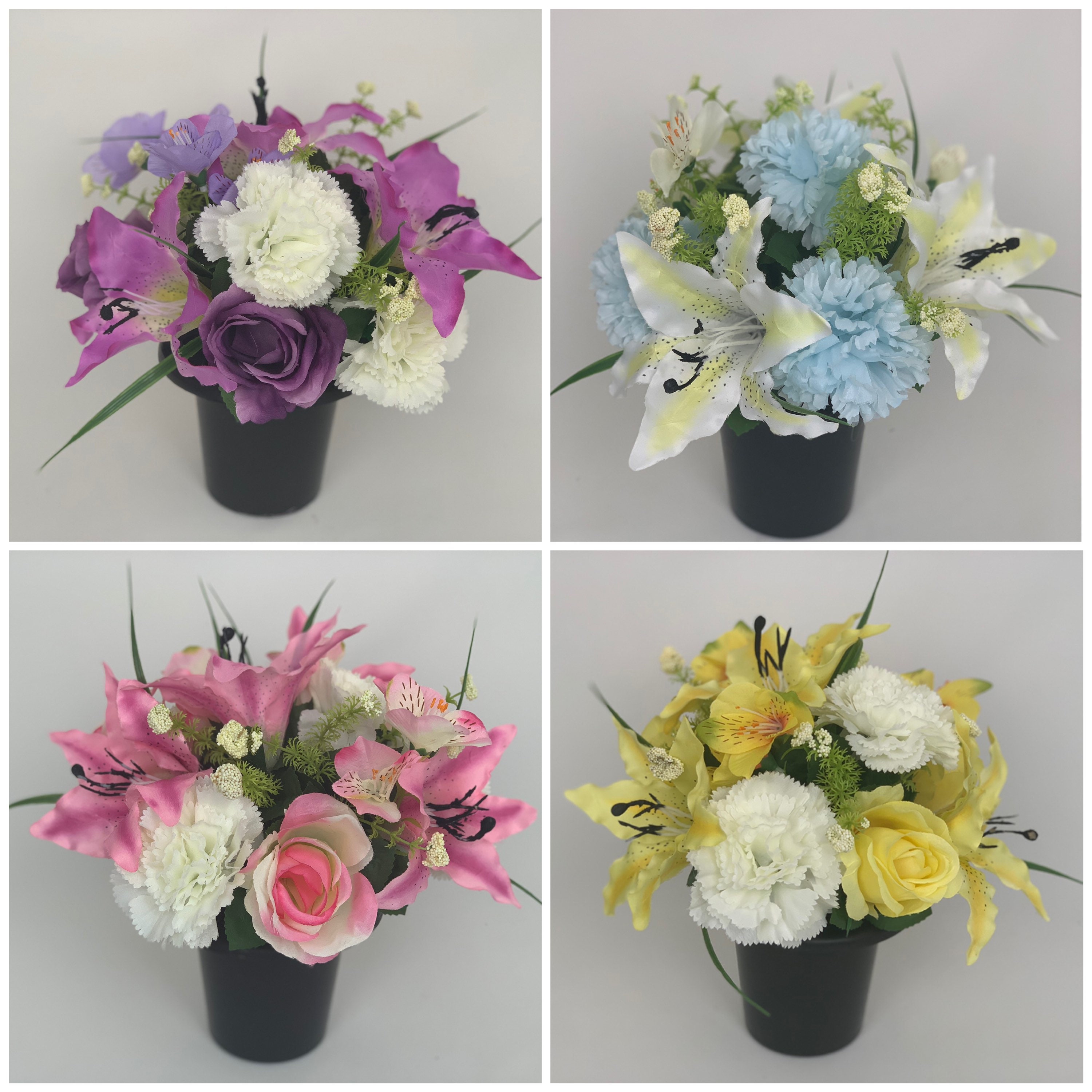 Artificial Flowers Grave cemetery Memorial Pots remembrance | Etsy