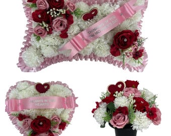 Grave Flowers Heart Wreath Funeral Tribute Memorial wife , Husband ,Mum