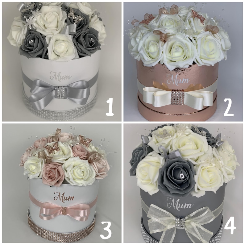 Artificial Flower Hat Boxes Personalised Gifts Thank You Gifts Etsy UK