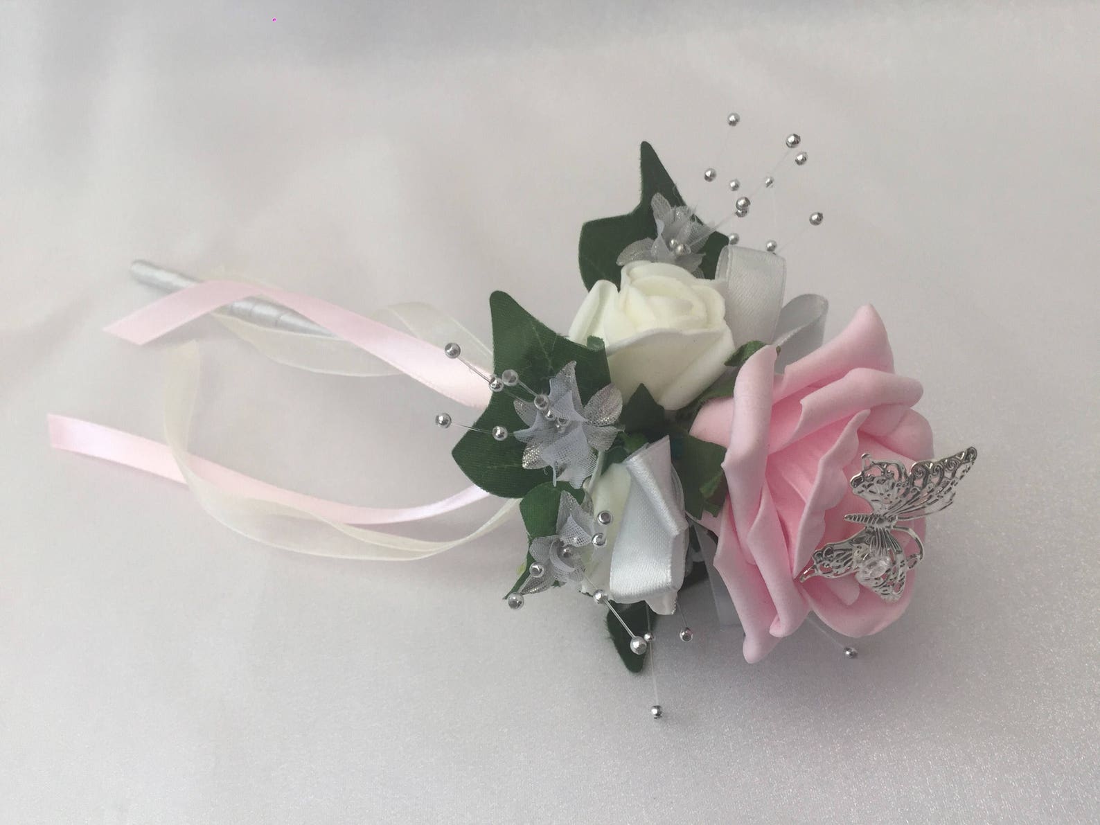 Artificial Butterfly Wedding Flower Girl Wand With Flowers Etsy UK