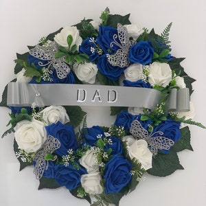 Artificial Flowers Wreath Funeral Tribute Memorial , Dad Father’s Day ,grandad , Mum , Sister ,round wreath grave large ring