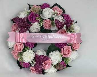 Flores Seda Corona Conmemorativa De Flores Artificiales Para Funeral - Tema Corazón, Personalizable Con Colores Y Mensajes, Homenaje A Mamá O Abuela Corona Funeral