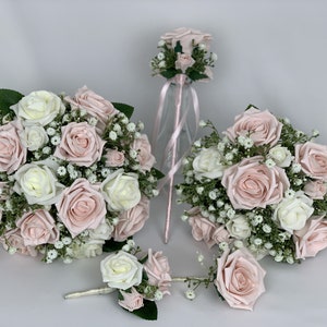 wedding bouquets flowers sets with Gypsophila & blush pink roses