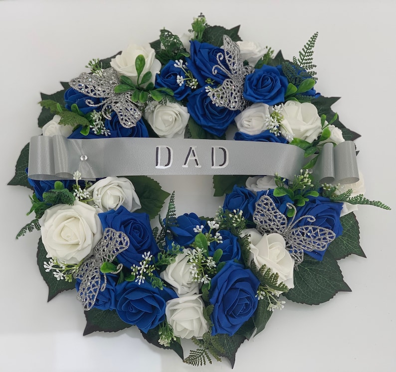 Artificial Flowers Wreath Funeral Tribute Memorial Dad Etsy UK
