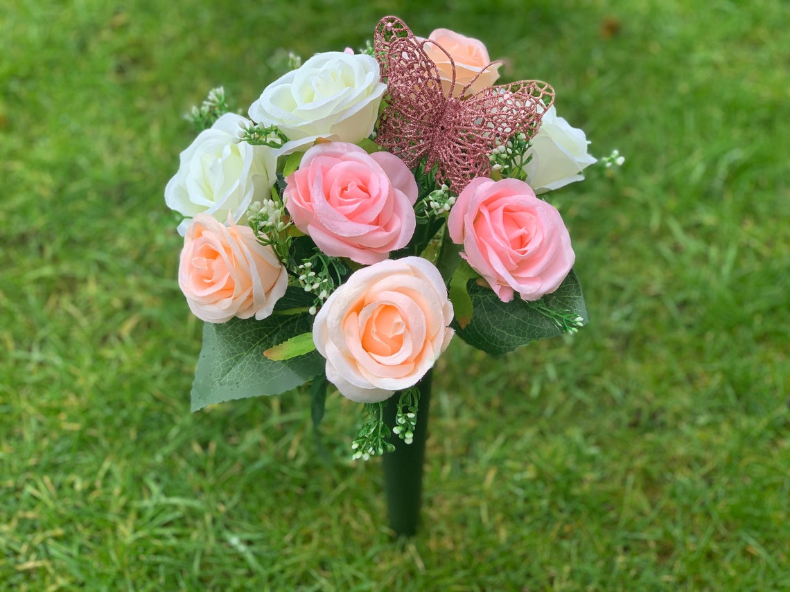 Fleurs artificielles Cimetière Cimetière Memorial spike Pots | Etsy