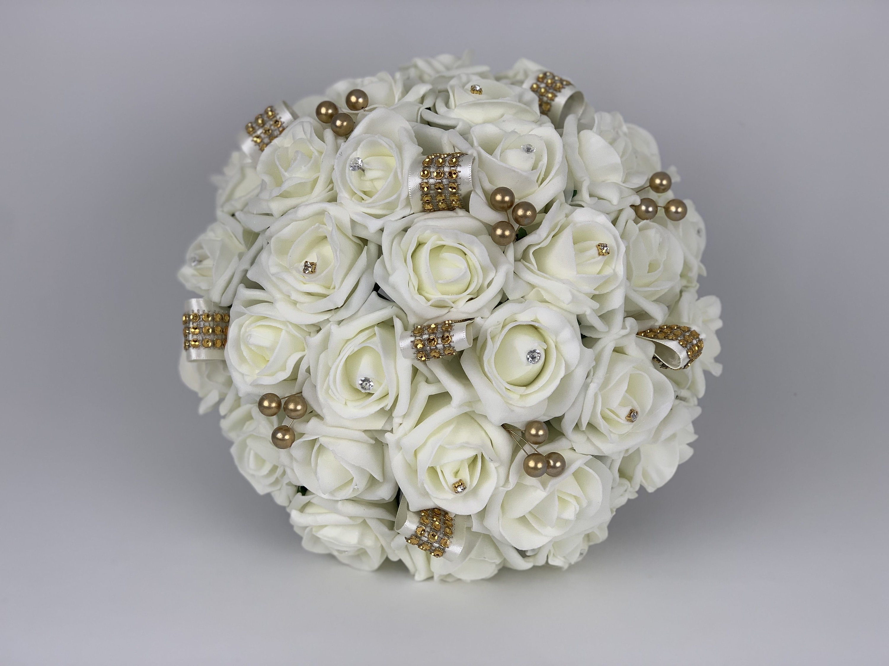 Wedding bouquet/posy buttonhole corsage pearl/diamante flowers bridesmaid bride 