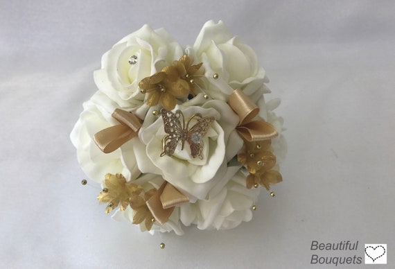 IPOPU 24 Pezzi Fiori Artificiali Dorati Calla Lily: Bouquet Finti In Lattice Per Matrimonio E Decorazione Casa