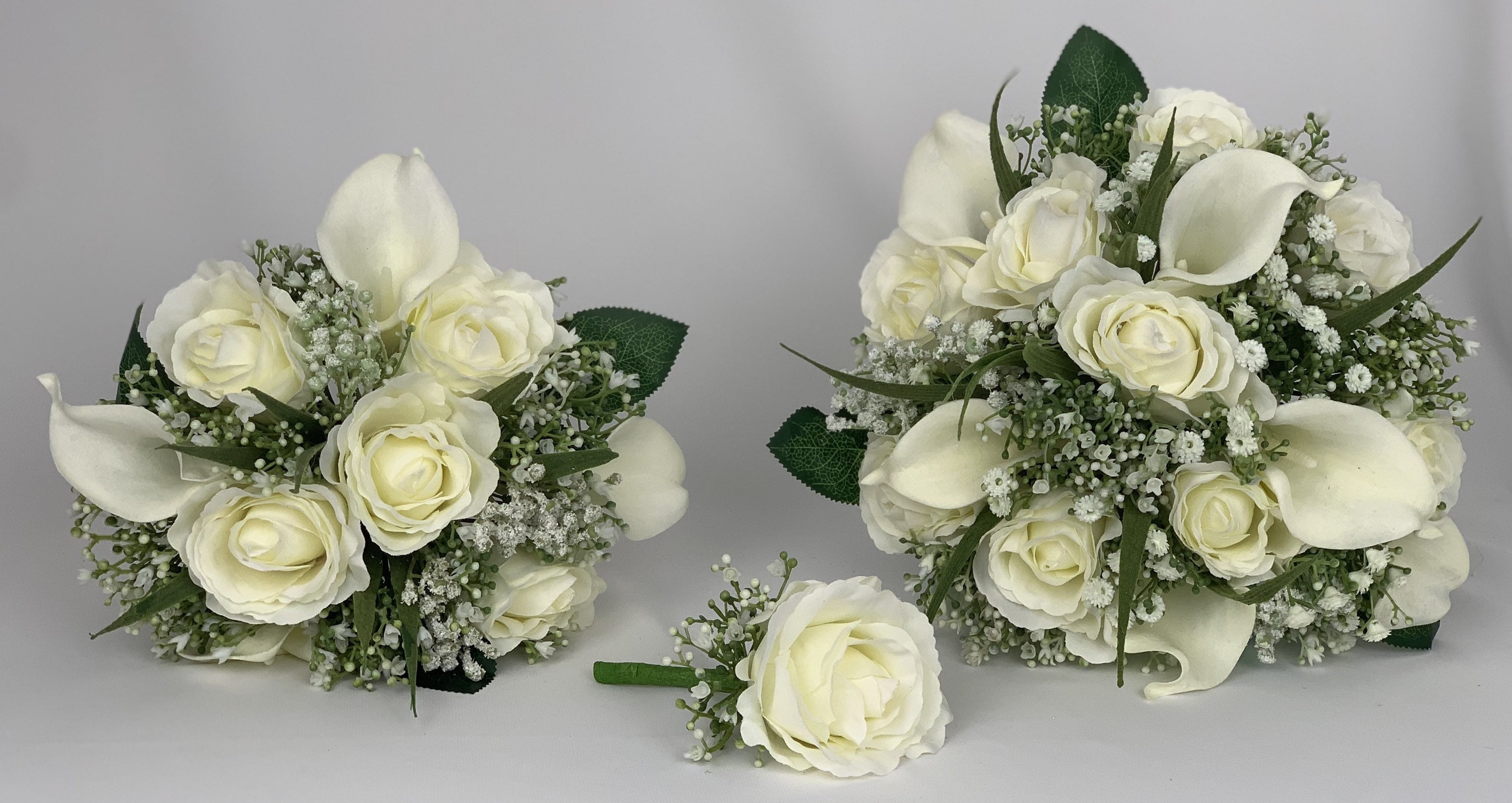 Artificial Brides Bouquets - Ivory Rose & Gypsophila Bridesmaid Bouquet