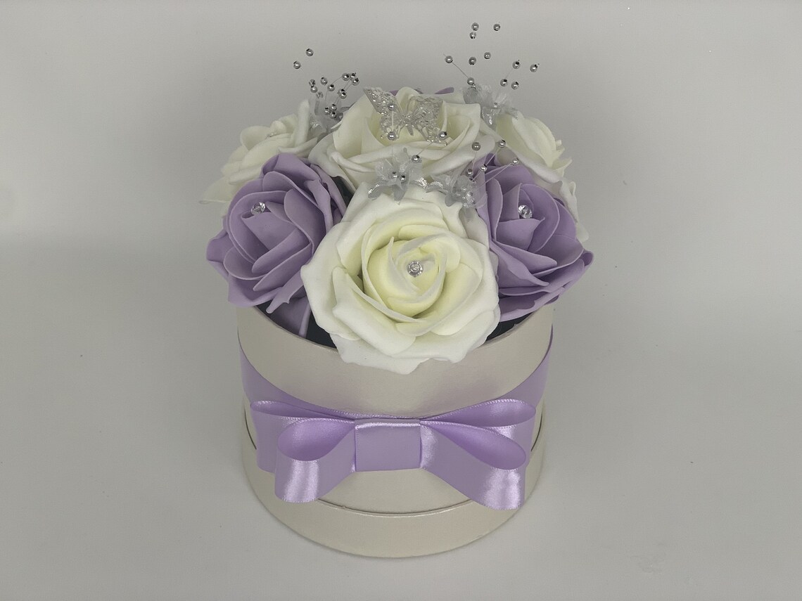 Artificial Flower hat Boxes Personalised Flowers in a box with Etsy