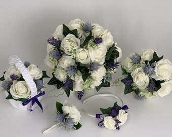 Artificial Wedding Bouquets Flowers Package Scottish Thistle