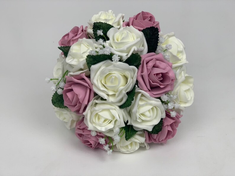 Artificial wedding bouquets flowers sets ivory dusky pink