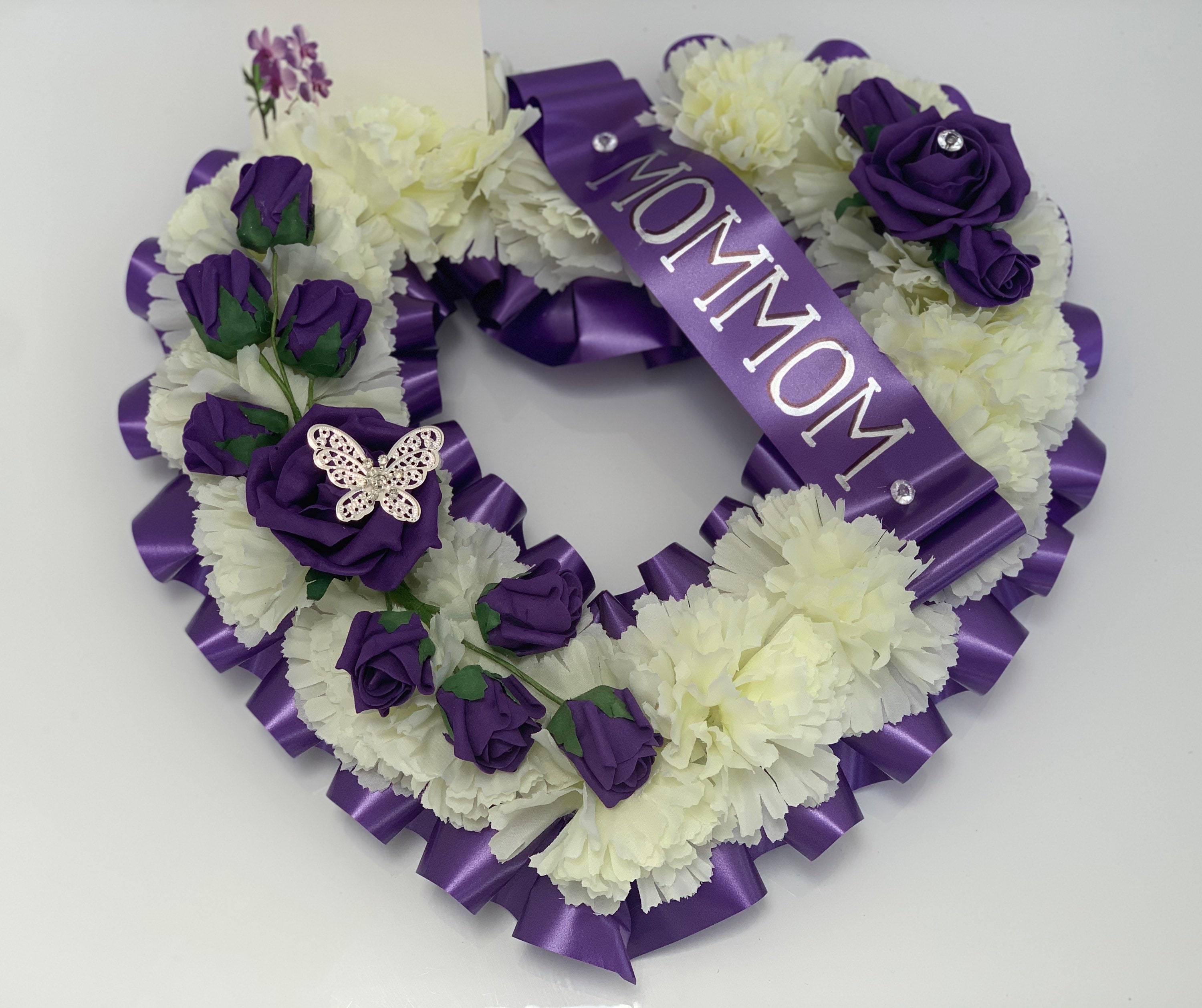 Artificial Flowers heart grave Wreath Funeral Tribute Etsy