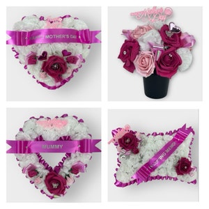 Flowers Grave Flowers Pink Heart Wreath Funeral Tribute Memorial Mum, Gran , Mummy