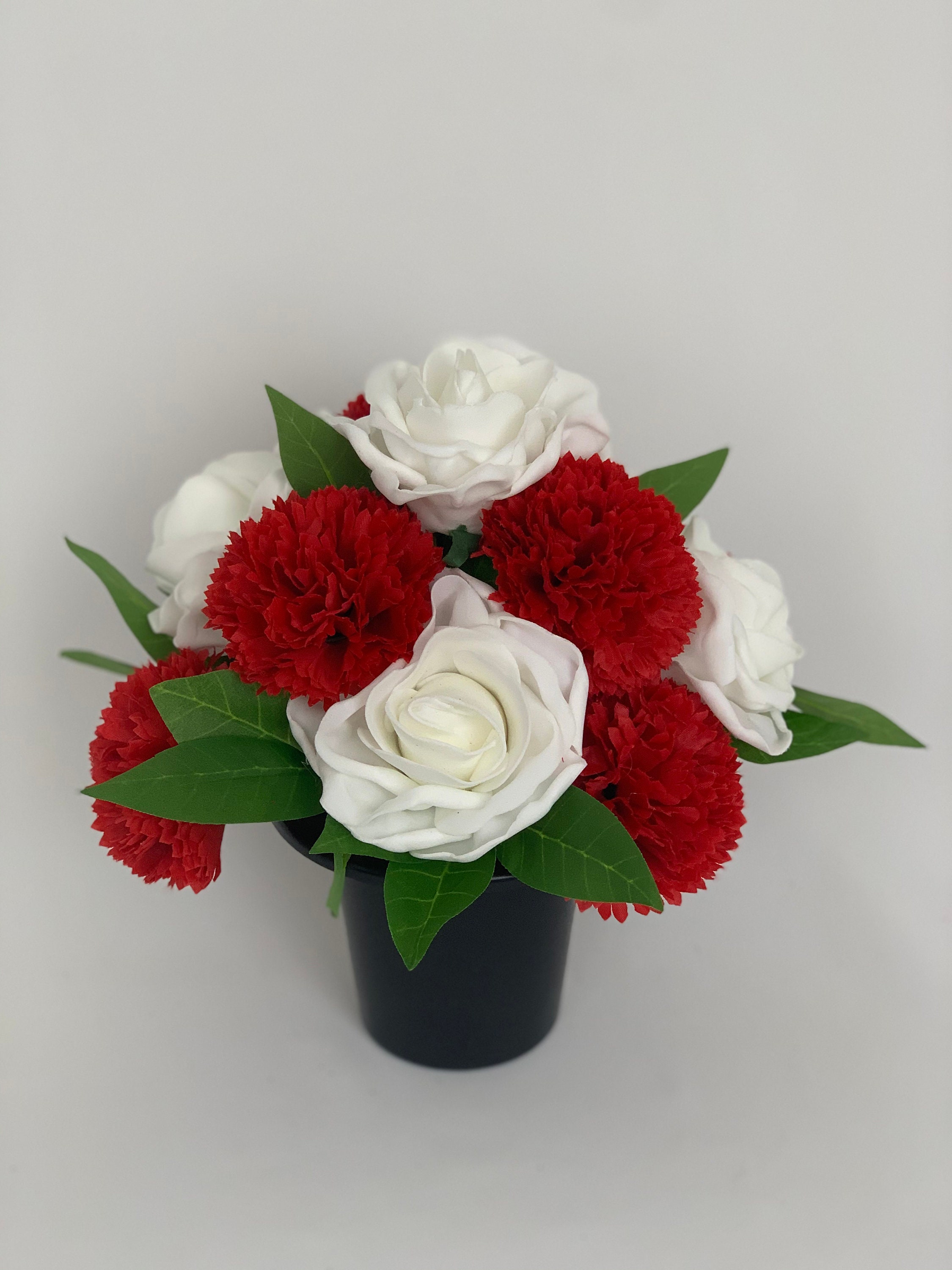 Artificial Flowers Grave Cemetery Memorial Pots Remembrance Etsy UK