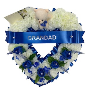 Artificial Flowers open heart grave  Wreath  Funeral Tribute Memorial red hearts mum