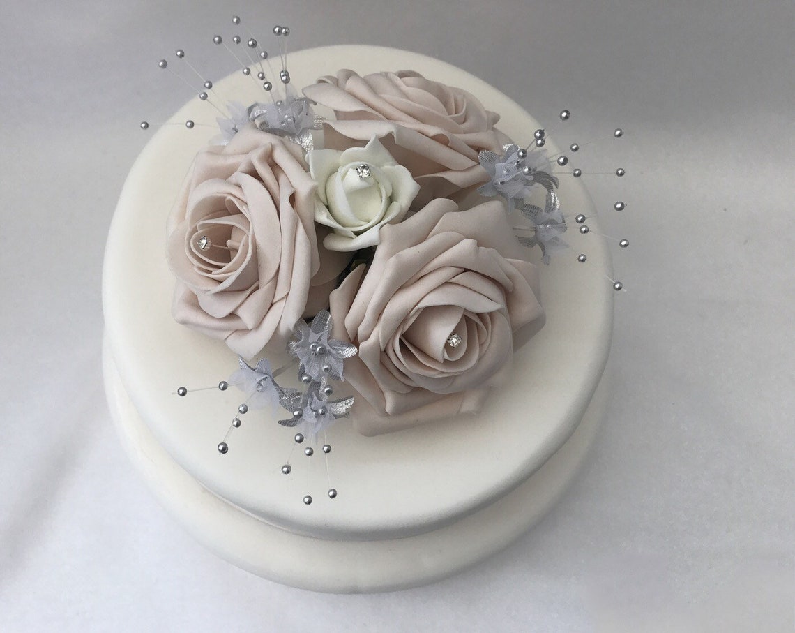 Wedding flowers cake topper bouquet Etsy