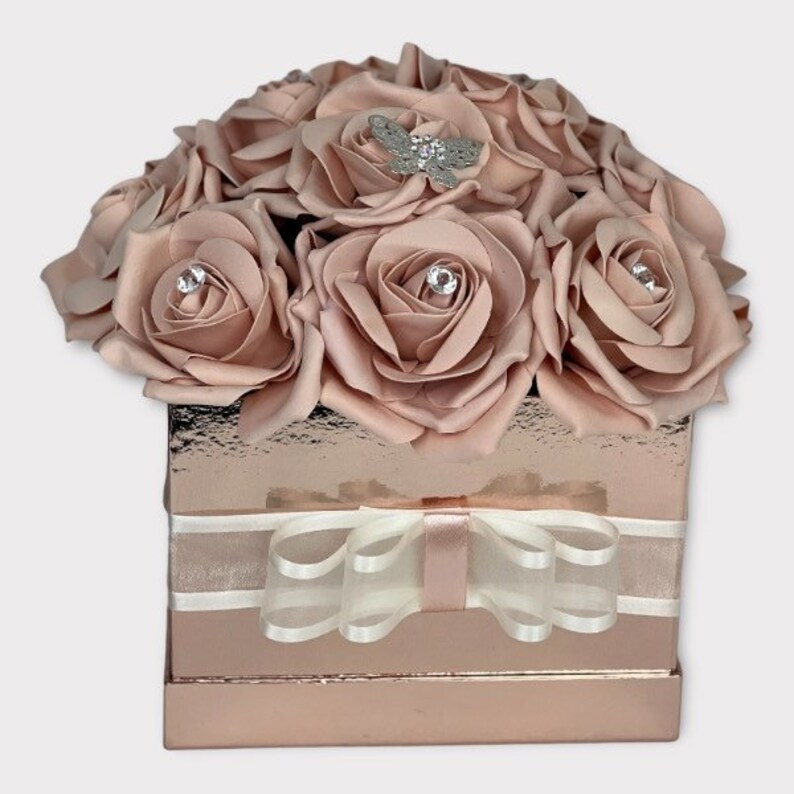 Artificial Flower Hat Boxes Pink With Butterfly Wedding Gifts Etsy