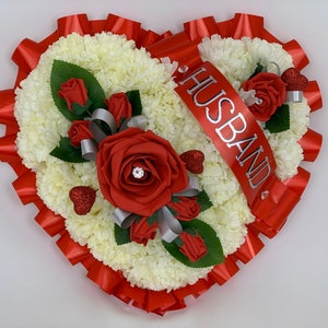 Wreath Funeral Tribute Memorial Artificial Flowers heart grave