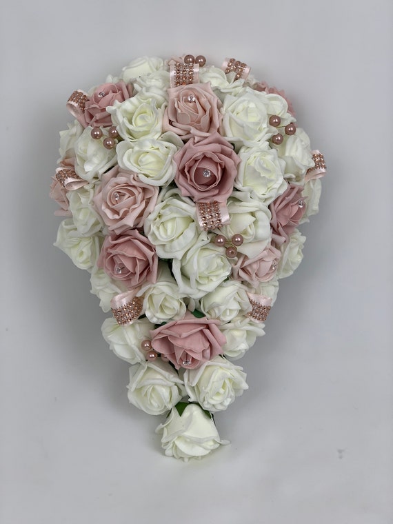 Ramos de boda artificiales flores conjuntos marfil rubor rosa - Etsy España