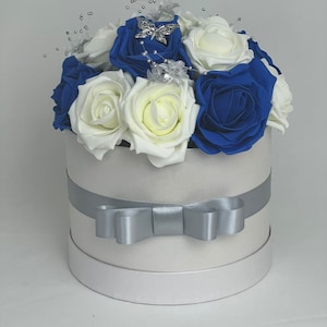 Artificial wedding bouquets flowers sets ivory royal blue image 10