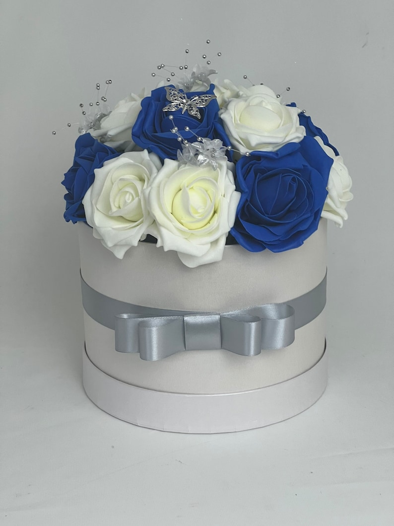 Artificial wedding bouquets flowers sets ivory royal blue image 10