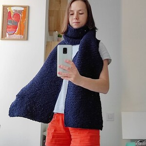 Großer grobstrick Schal marine blau Männer oder Frauen handgestrickter Schal Weihnachtsgeschenk unisex für Mann Mann Bruder Bild 3