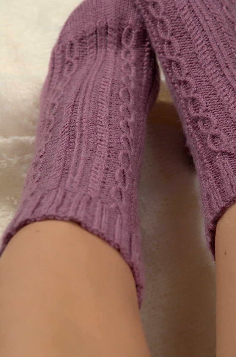 Violette Stricksocken Bett Knöchel gemütliche Socke Frau Wollsocken handgestrickte Hausschuhe Dünne Wollsocken Stricken Fußwärmer Geschenk für Mutter Freundin Tante Bild 7