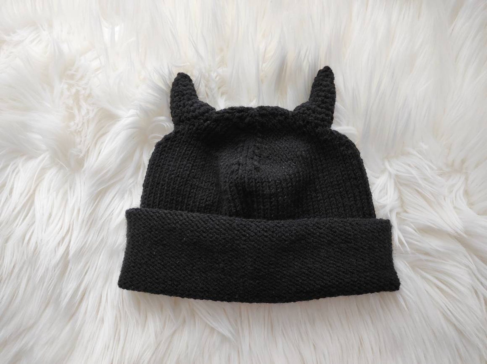 Beanie With Horns Red Devil Horns Hat Halloween Blood Red Etsy