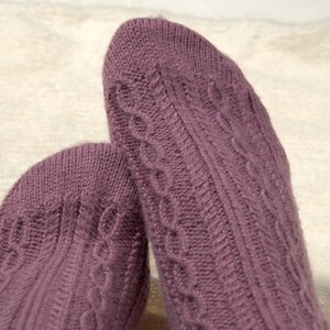 Violette Stricksocken Bett Knöchel gemütliche Socke Frau Wollsocken handgestrickte Hausschuhe Dünne Wollsocken Stricken Fußwärmer Geschenk für Mutter Freundin Tante Bild 5