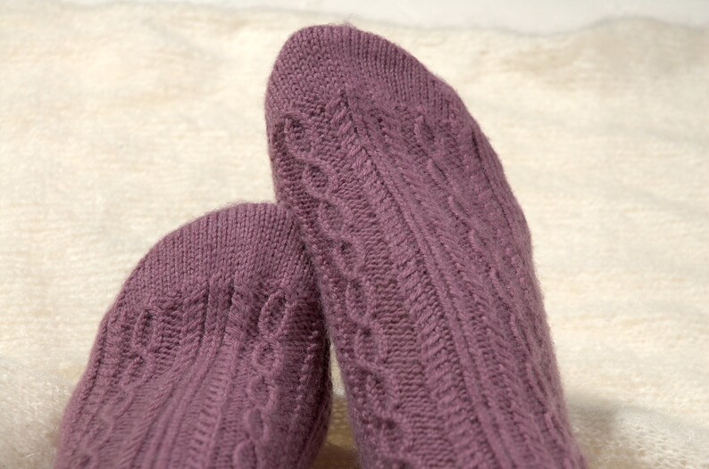 Violette Stricksocken Bett Knöchel gemütliche Socke Frau Wollsocken handgestrickte Hausschuhe Dünne Wollsocken Stricken Fußwärmer Geschenk für Mutter Freundin Tante Bild 5