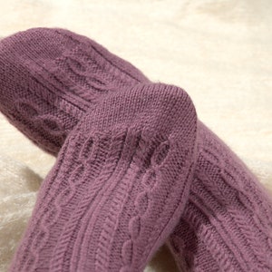 Violette Stricksocken Bett Knöchel gemütliche Socke Frau Wollsocken handgestrickte Hausschuhe Dünne Wollsocken Stricken Fußwärmer Geschenk für Mutter Freundin Tante Bild 6