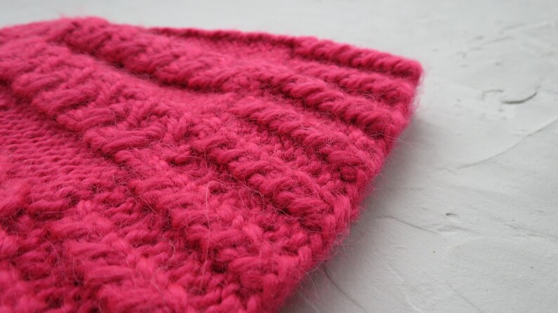 Alpaca cowl Hot pink neck warmer scarf women Wool circle scarf Knit hat beanie Crochet cute teen cap Headwarmers Valentines day gift for her
