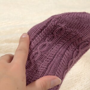 Violette Stricksocken Bett Knöchel gemütliche Socke Frau Wollsocken handgestrickte Hausschuhe Dünne Wollsocken Stricken Fußwärmer Geschenk für Mutter Freundin Tante Bild 9