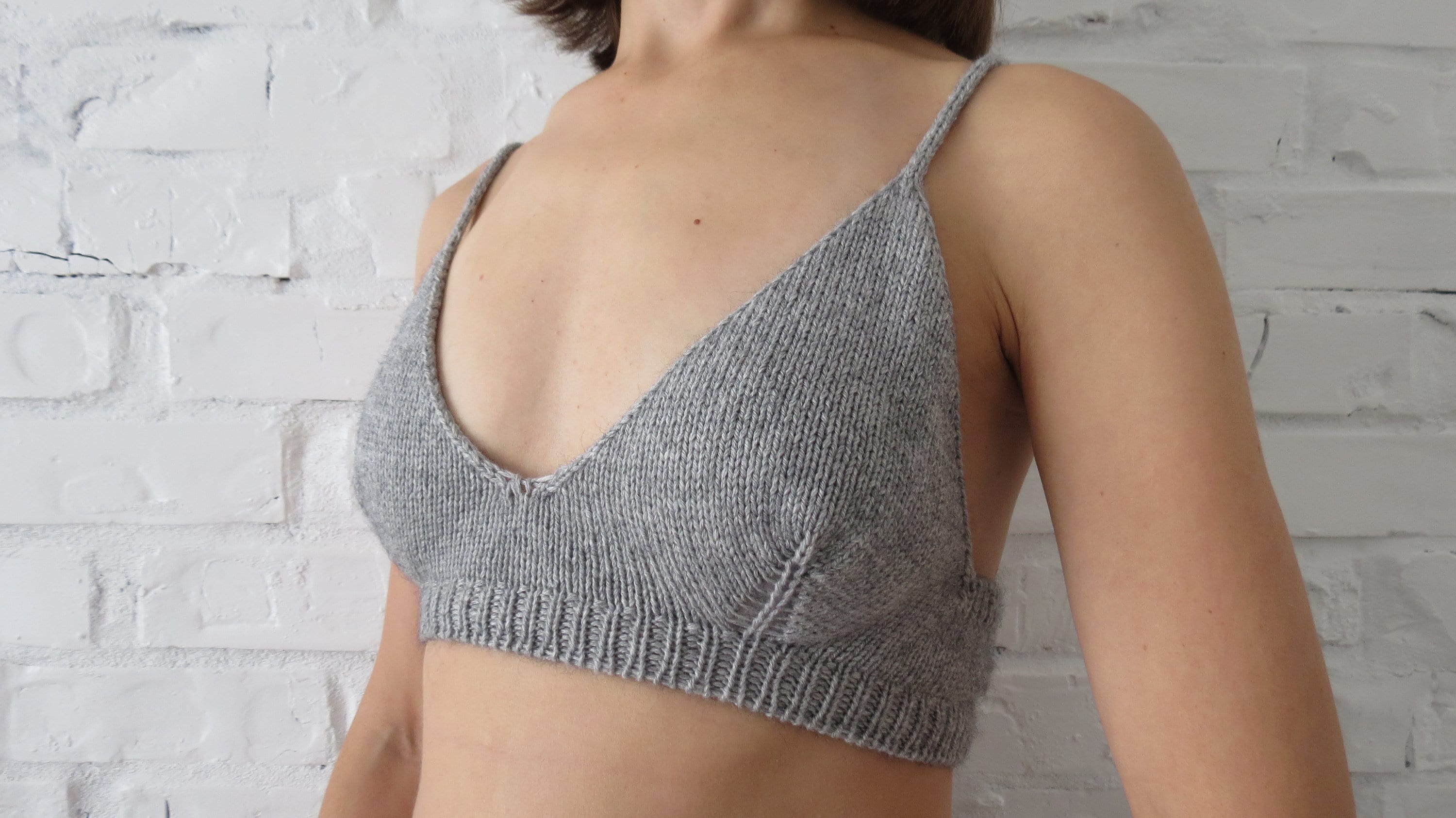 Pure Merino Knitted Bralette Knit Bra Wool Crop