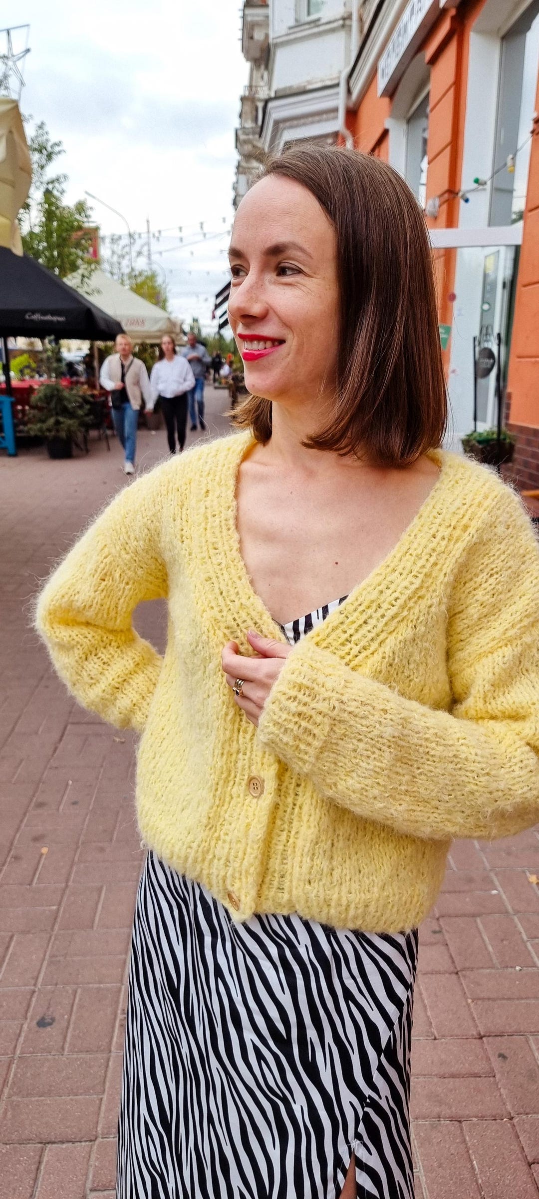 virginia Yellow rhinestones embellished Alpaca Cardigan