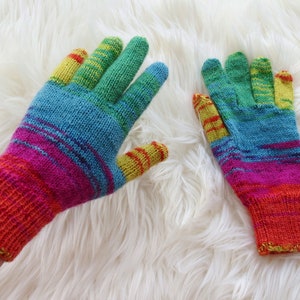 Two finger touch screen gloves Blue green strypped gloves gadget gloves Merino wool Valentines day gift for Friend Sister Aunt God mother image 3