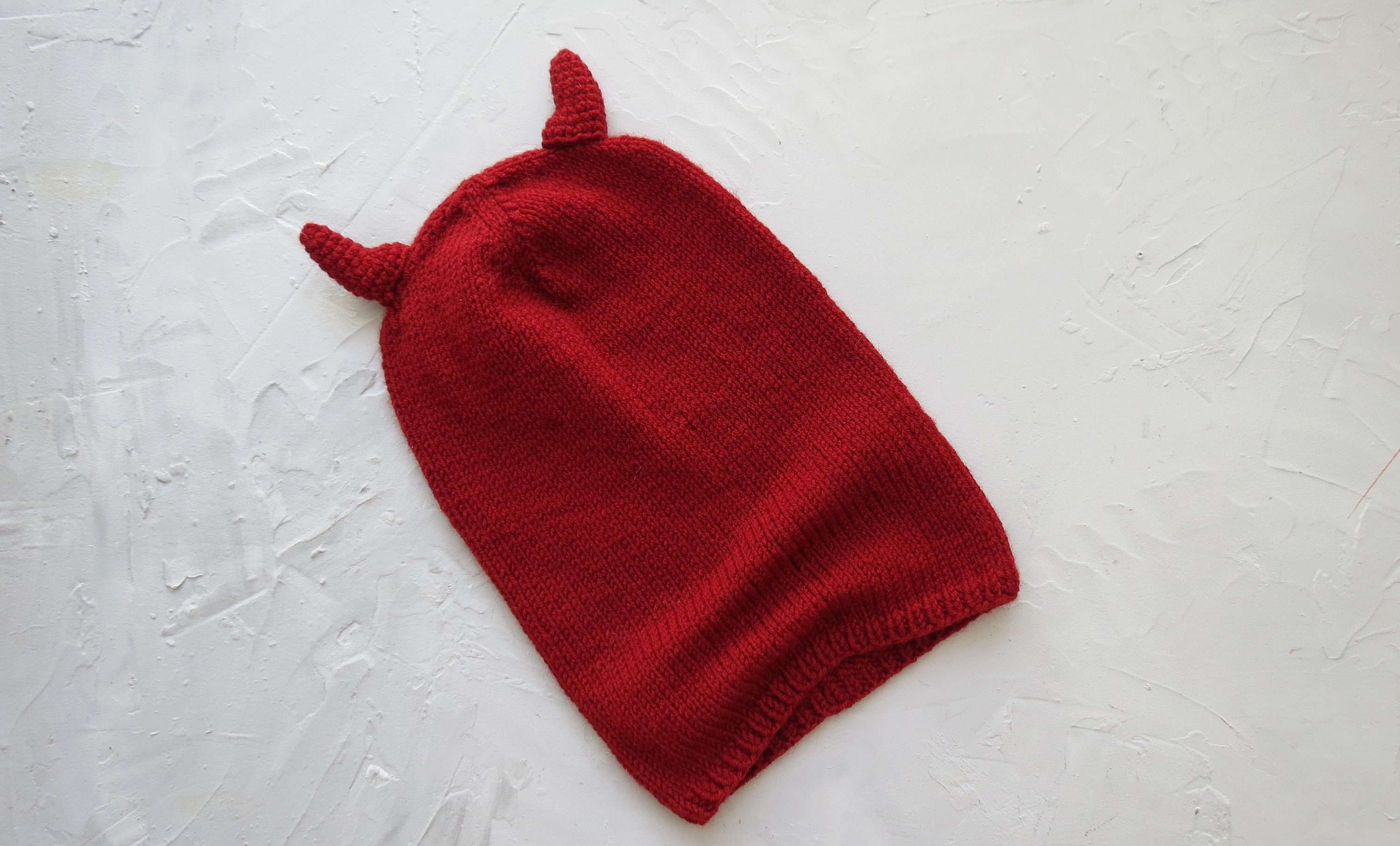 Beanie With Horns Red Devil Horns Hat Halloween Blood Red Etsy Canada