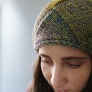 Light blue green purple hat Entrelac knitted beanie Slouchy knitted hat women Rainbow beanie Women's slouchy hipster hat Patchwork springhat image 6