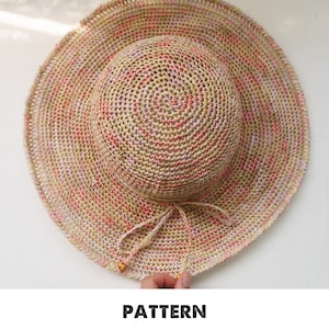Pdf hat pattern Crochet hat pattern How to crochet hat Raffia hat Beach hat Raffia sun hat Hat crochet pattern Crochet hat tutorial Sun hat