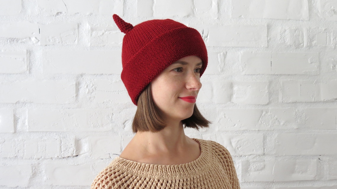 Beanie With Horns Red Devil Horns Hat Halloween Blood Red Etsy