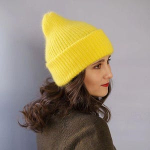 Baby Pink Angora Cable Knit Hat