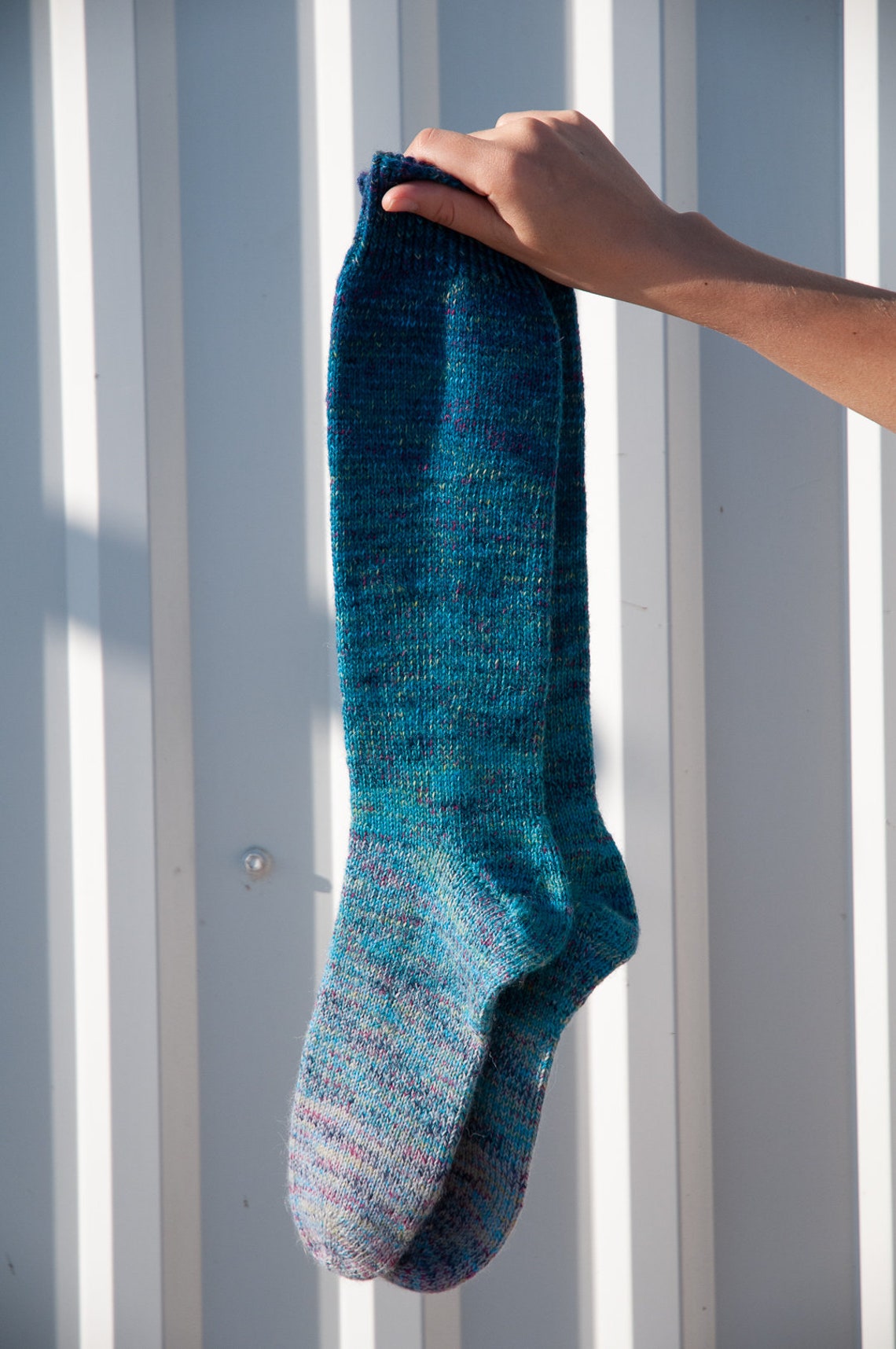 Turquoise socks Thin wool socks Knee rainbow socks for women Etsy