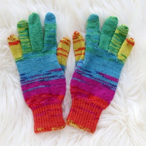 Two finger touch screen gloves Blue green strypped gloves gadget gloves Merino wool Valentines day gift for Friend Sister Aunt God mother image 4