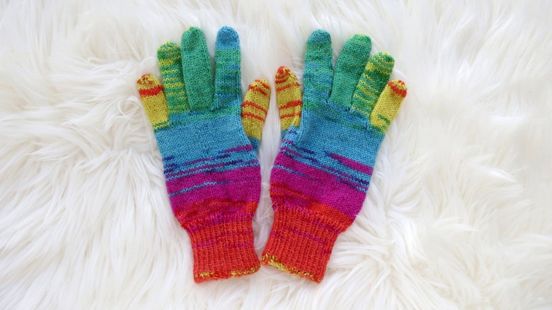 Two finger touch screen gloves Blue green strypped gloves gadget gloves Merino wool Valentines day gift for Friend Sister Aunt God mother image 4